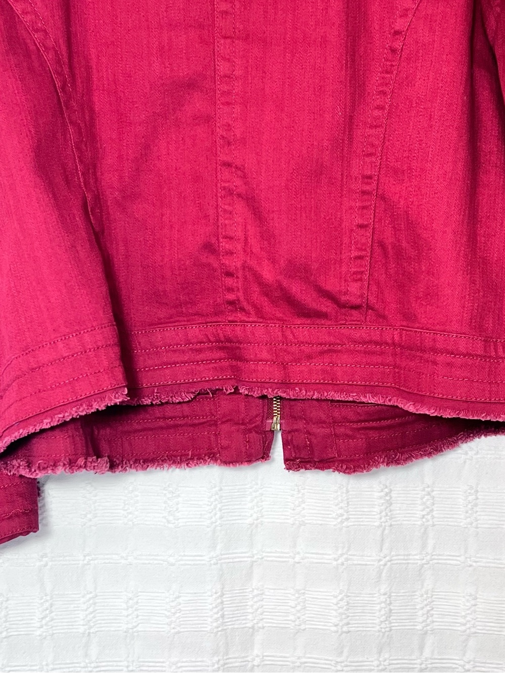 ONE WORLD Raspberry Zip-Front Jean Jacket - Picture 5 of 11